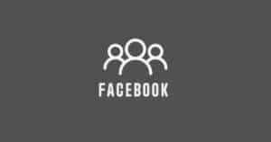 Facebook-Logo mit drei stilisierten Männern auf grauem Hintergrund.