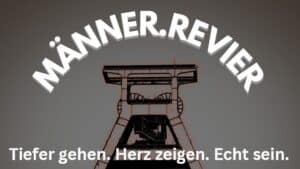 Männer.Revier Logo mit Bergbau-Design und Slogan.